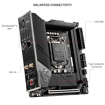 マザーボード MSI MEG Z490I UNIFY MSI MEG Z490I UNIFY Mini-ITX Gaming Motherboard (10th Gen